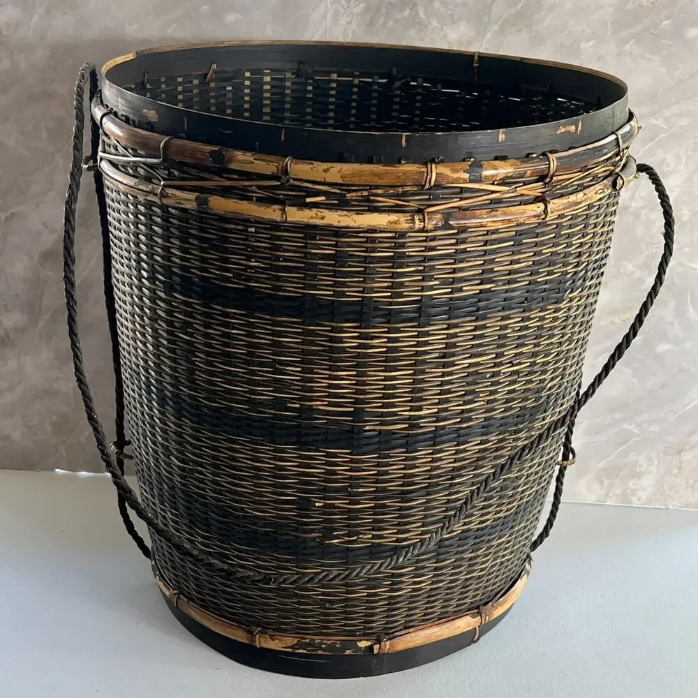 Vintage Thai Handicraft Tea Leaf Storage Basket Brown Backpack 16